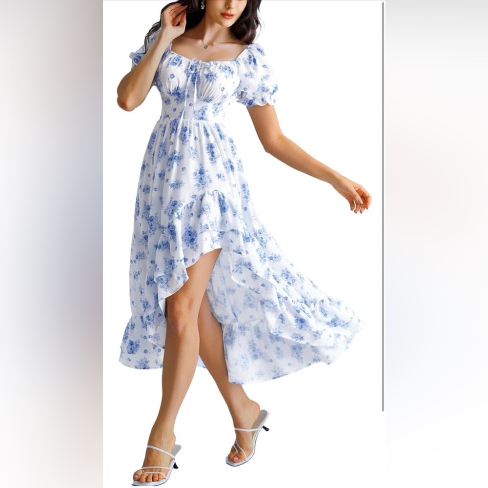 Scarlet Darkness Cottagecore Corset Dress Flowy Chiffon Floral Dresses for Women